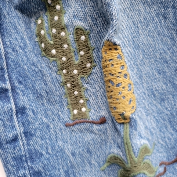 Reformation Jeans Handicraft Embroidered High Rise Straight Jeans Size 25 Juno - Picture 6 of 12
